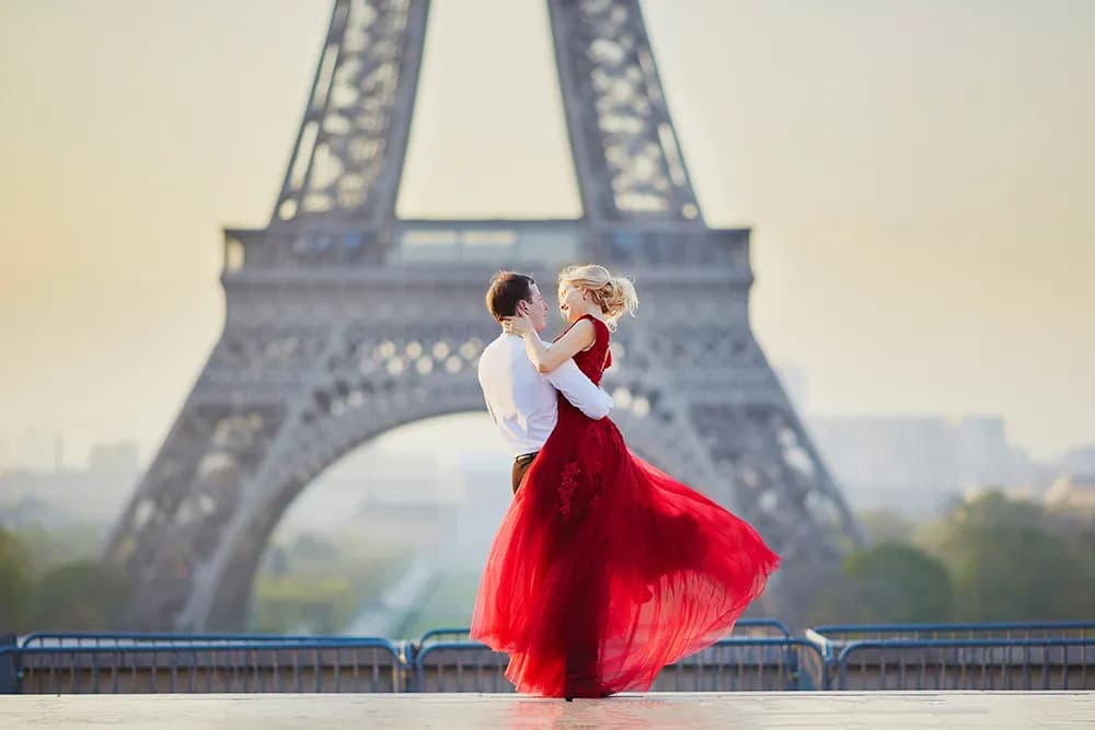 Couple dancing in elegant evening wear